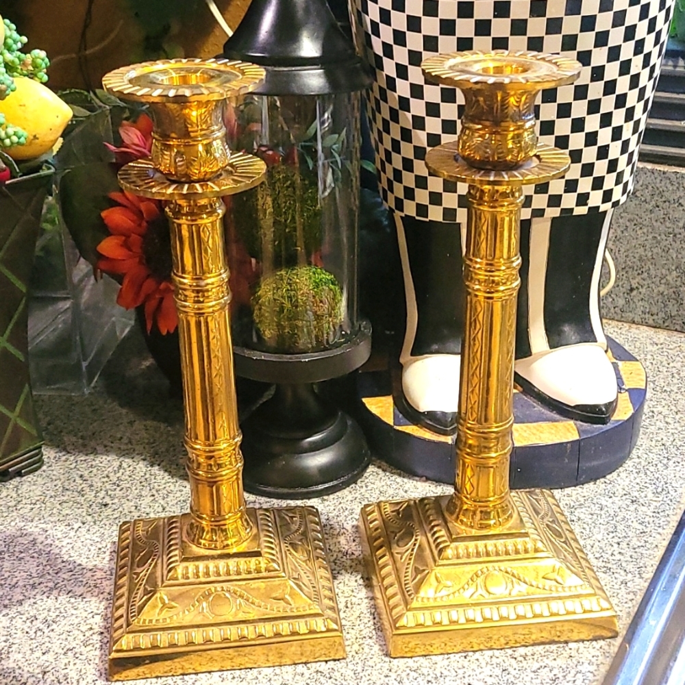 Vintage Solid Brass candle stands Very Heavy